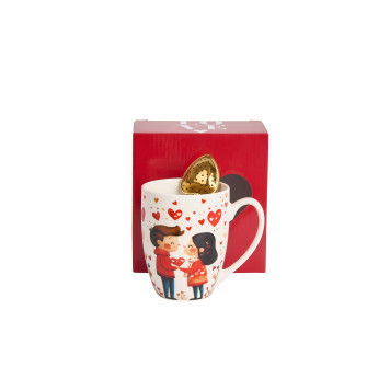 Šalica porculan Couple 360ml s cjedilom srce